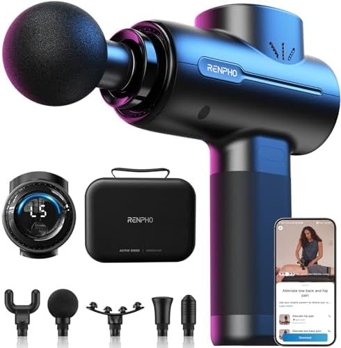 RENPHO Active+ Thermacool Deluxe full product view massage gun