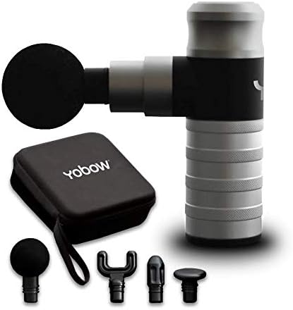 Yobow mini massage pistol being used on neck tension