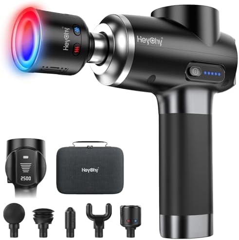 HEYCHY titanium massage gun deep tissue LED display front view