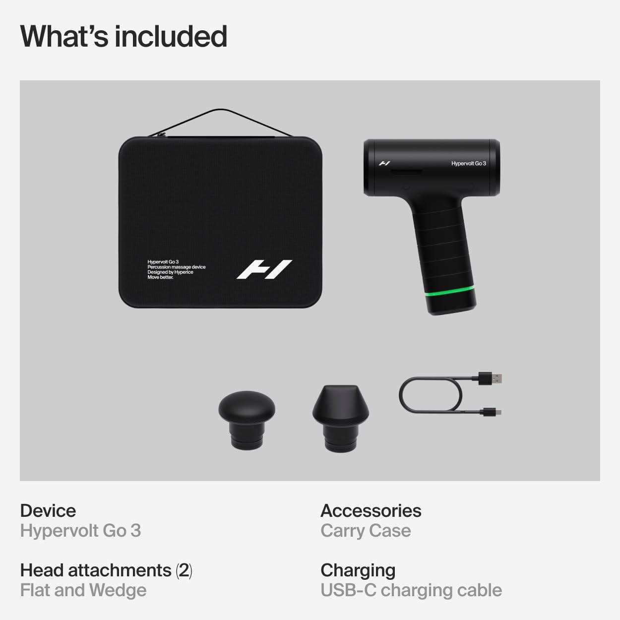 Hypervolt Go 3 massage gun attachments and accessories
