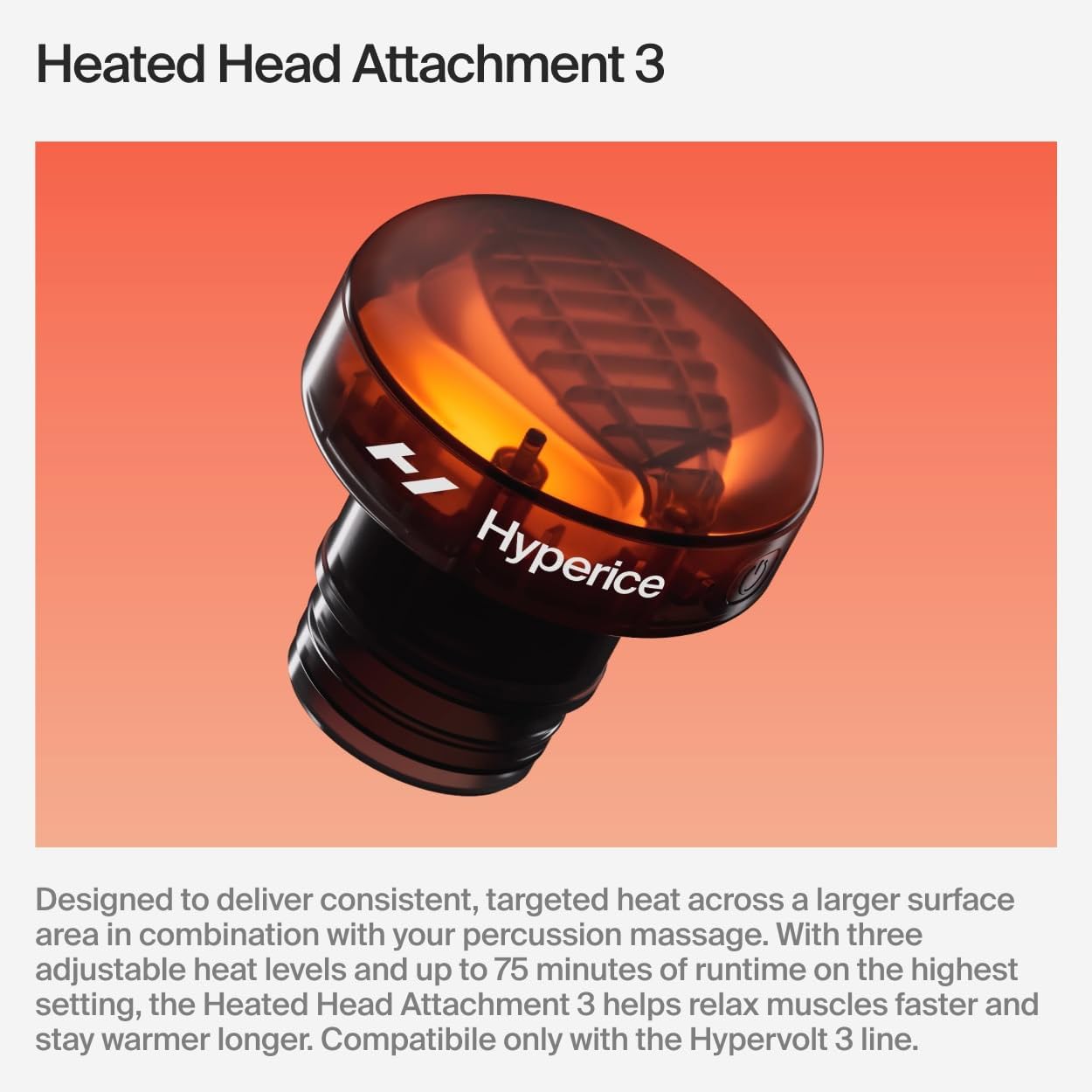 Hypervolt 3 massage gun being used on shoulder heated head