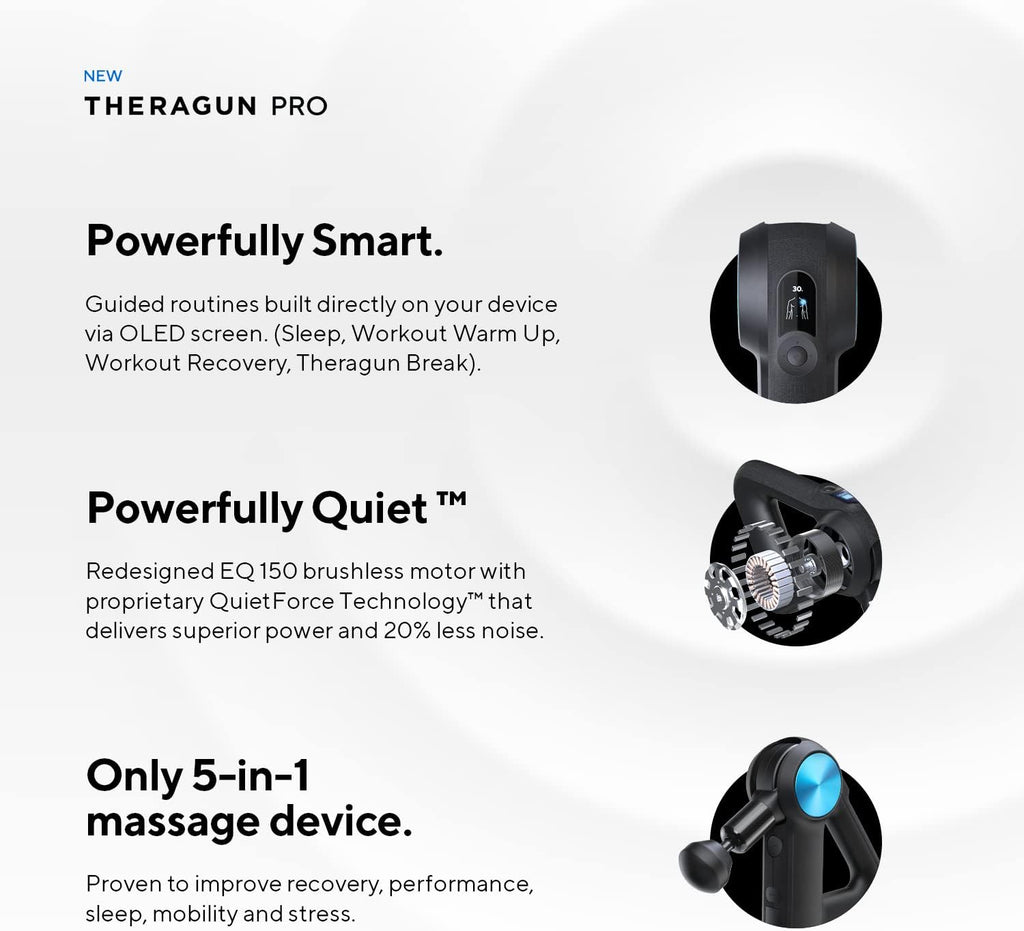Theragun Pro triangle handle back reach ergonomic grip