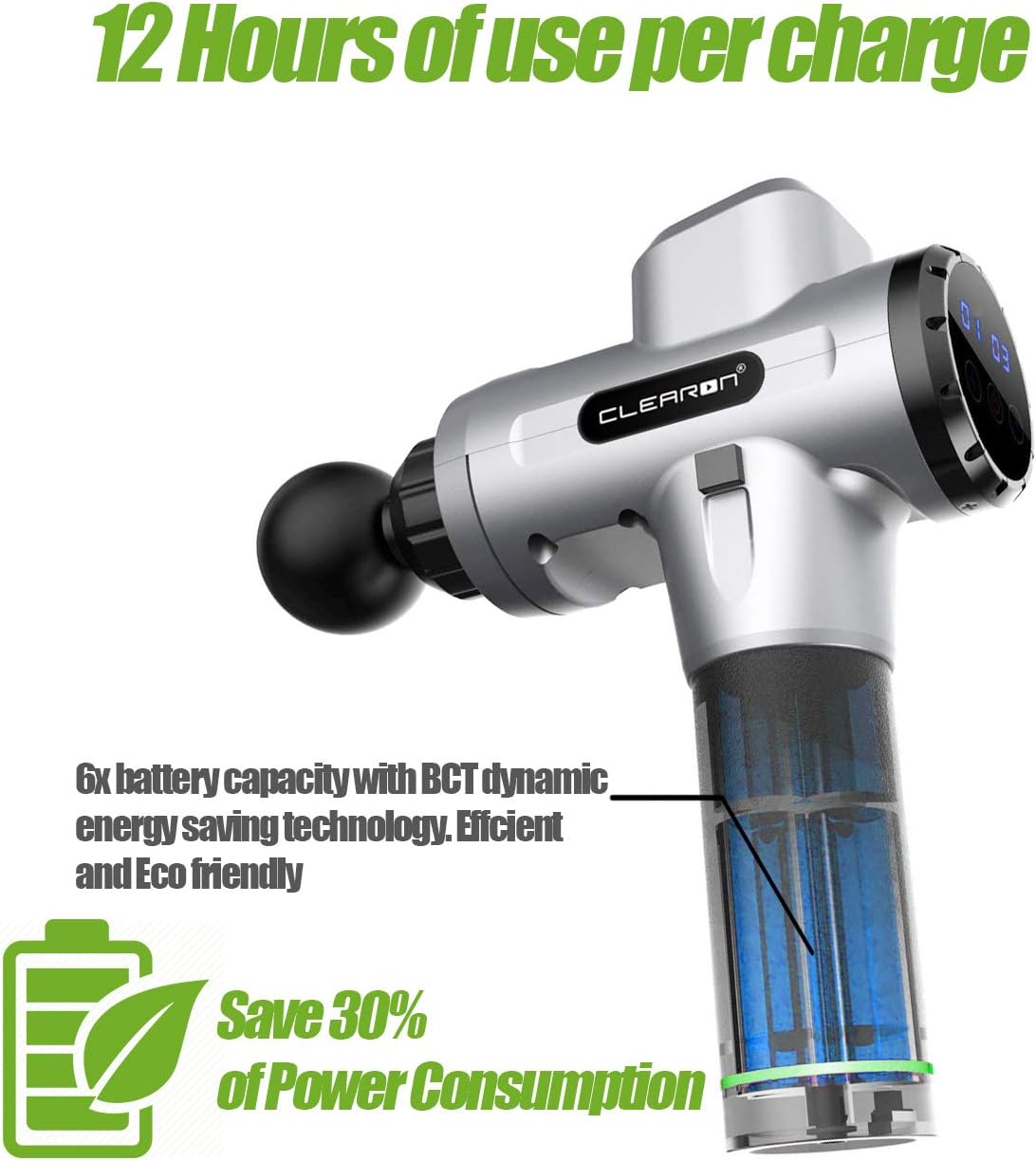 Clearon massage gun battery life charging USB connection