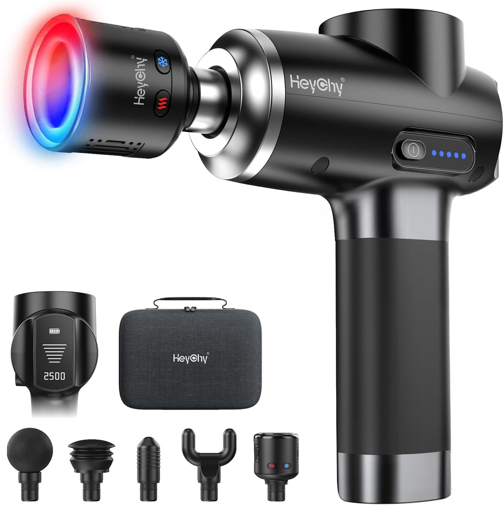 HEYCHY titanium massage gun vs standard head comparison