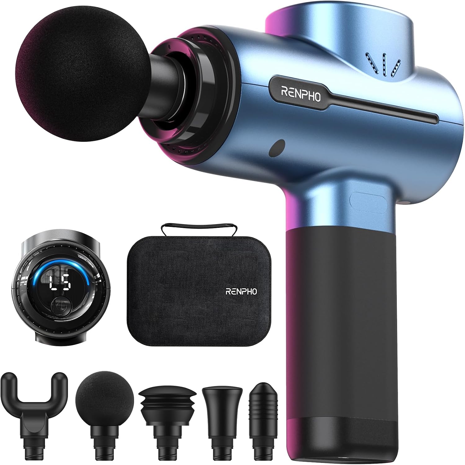 RENPHO Active+ massage gun battery level indicator LED