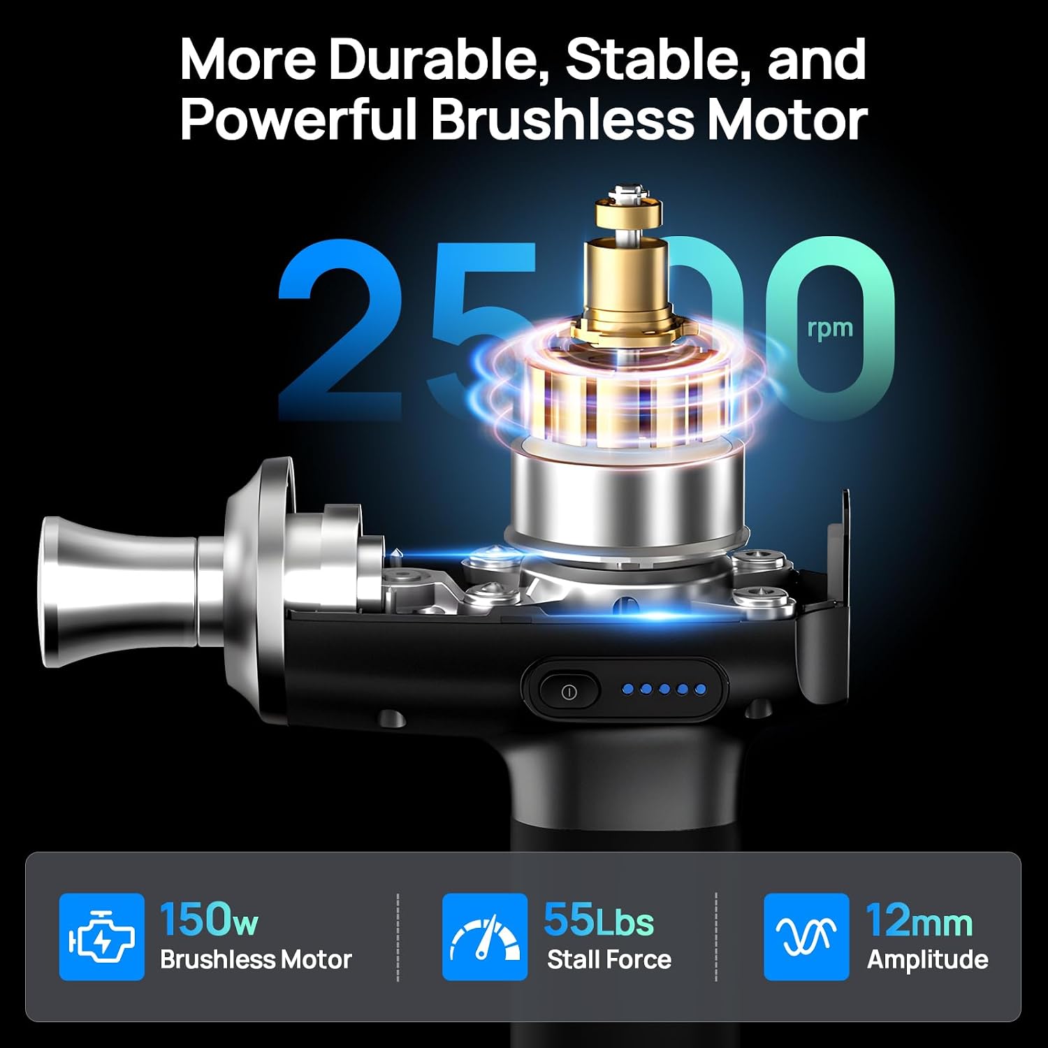 HEYCHY titanium massage gun specification chart LED display