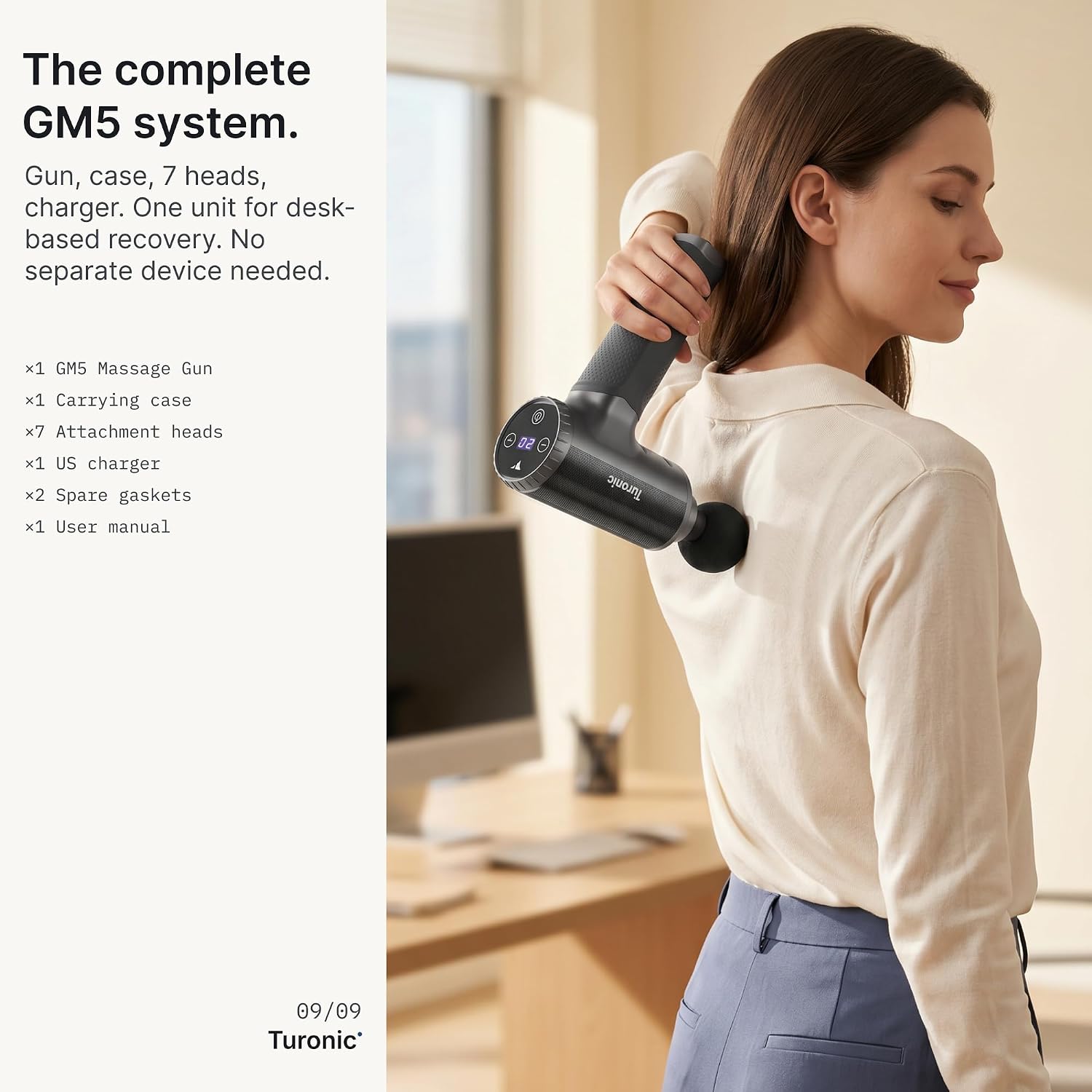 Turonic GM5 massage gun package unboxing all contents