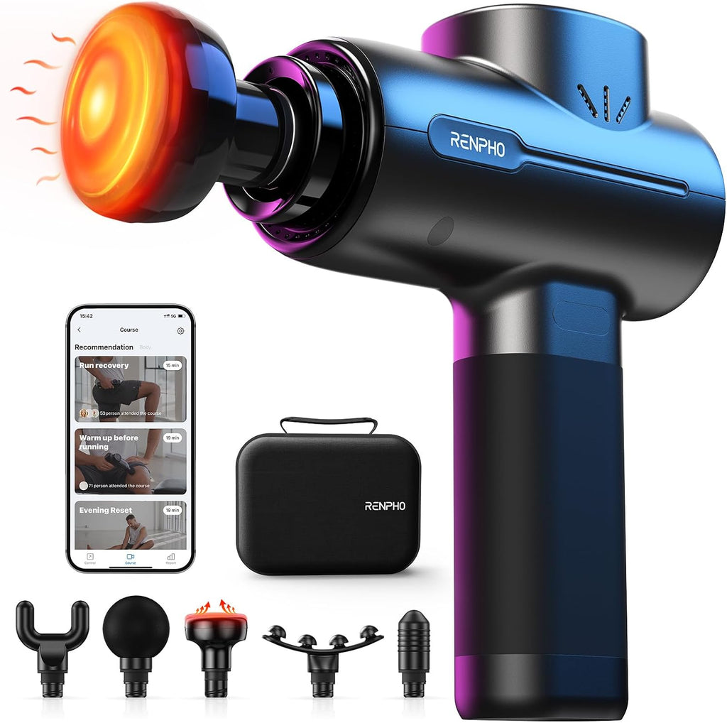 RENPHO Active+ massage gun being used on back percussion
