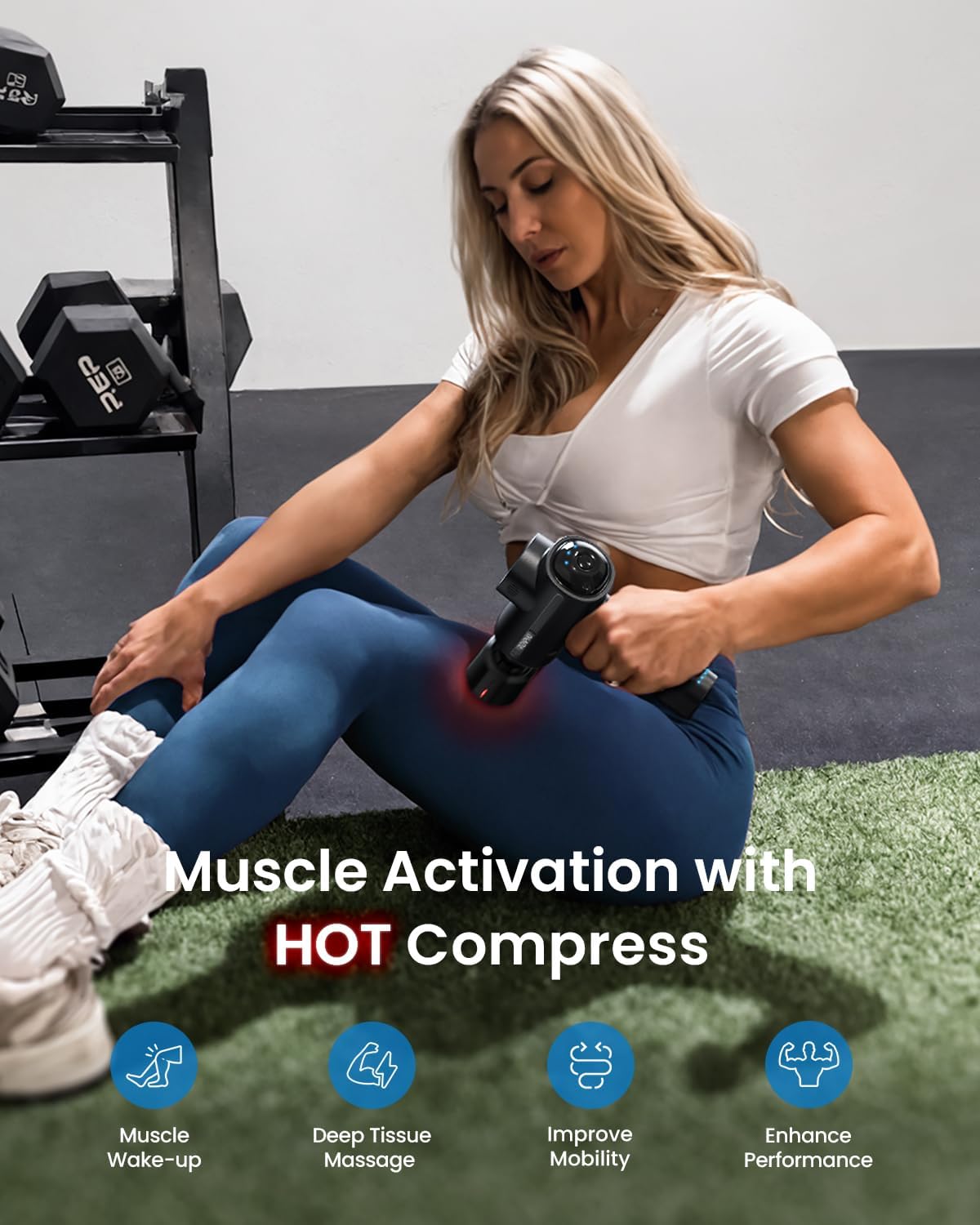RENPHO Thermacool massage gun battery level indicator