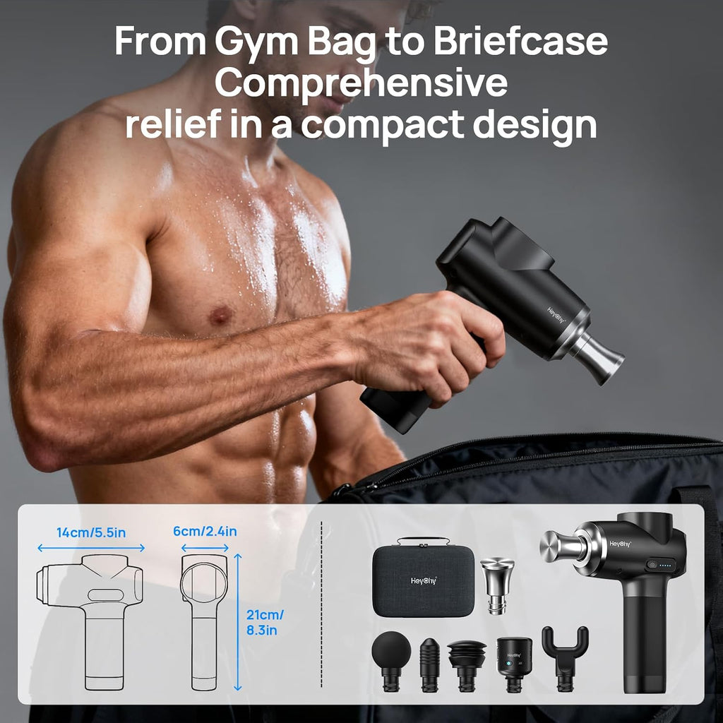 HEYCHY titanium massage gun package unboxing contents
