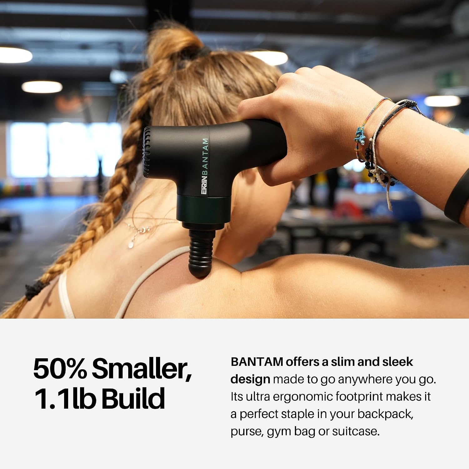 Bantam Mini massage gun USB-C charging lightweight 1.1 lbs