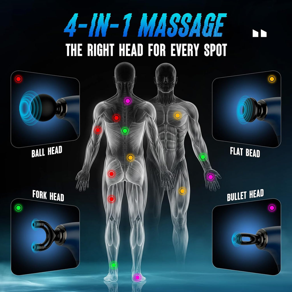 FVZ massage gun on shoulder blade hard to reach area