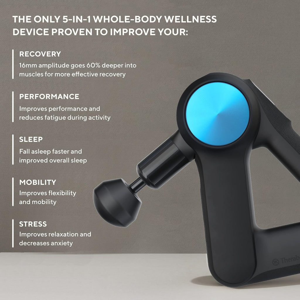 TheraGun Pro deep tissue percussion on back muscles