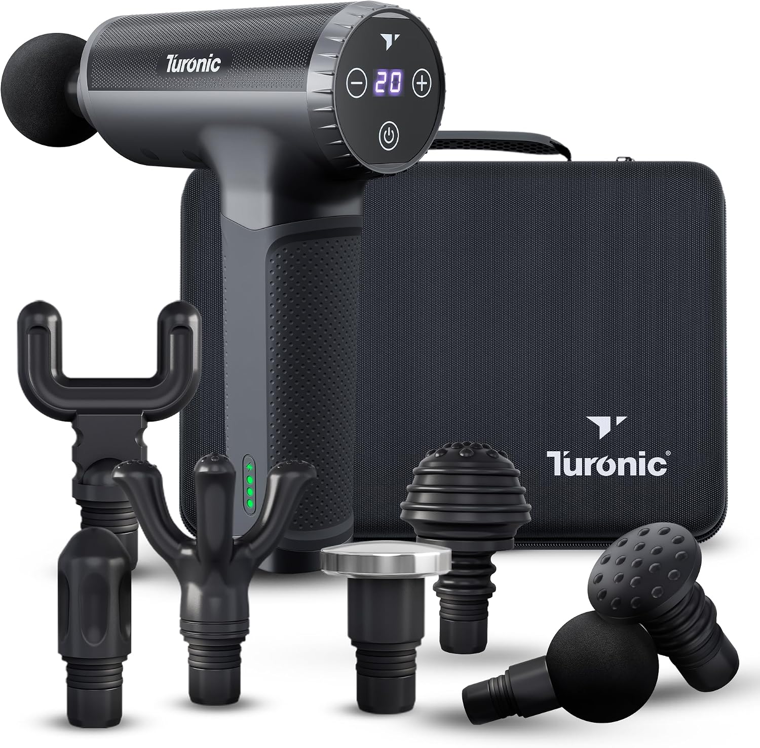Turonic GM5 7 interchangeable massage head types all shown