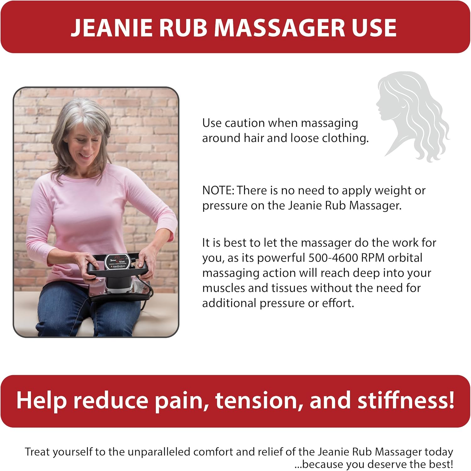 Core Jeanie Rub deep tissue massager on sore leg muscles