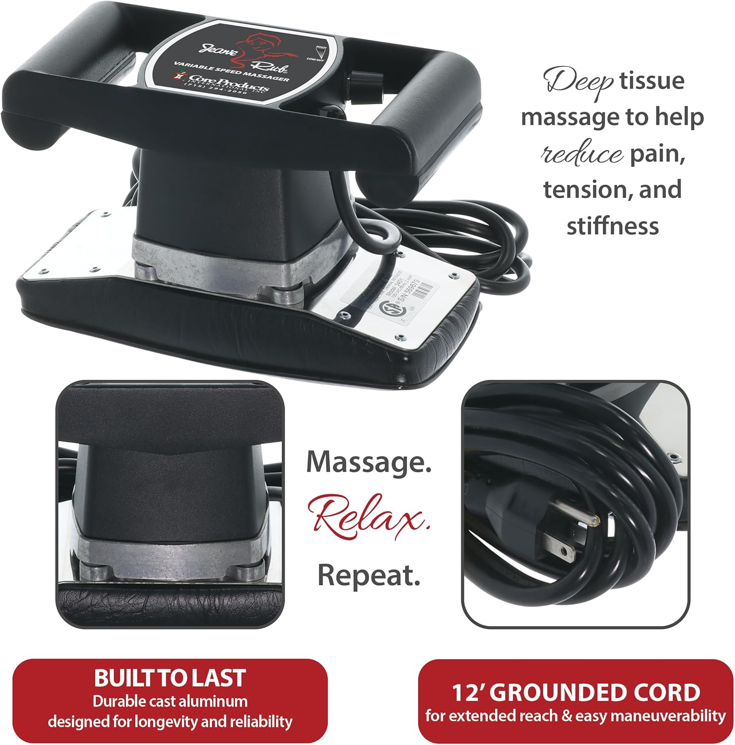 Core Jeanie Rub massager promoting circulation muscle relief