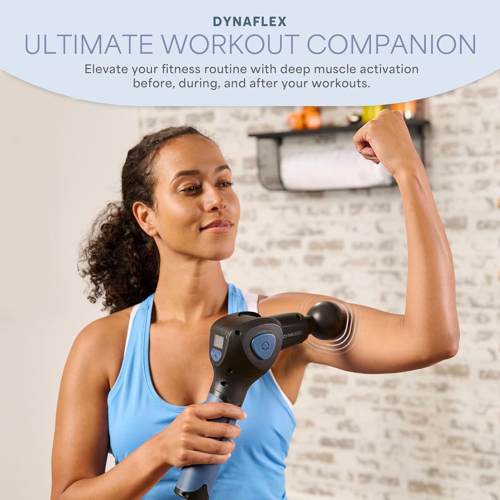 DynaFlex massage gun full product view 2.5 lbs compact
