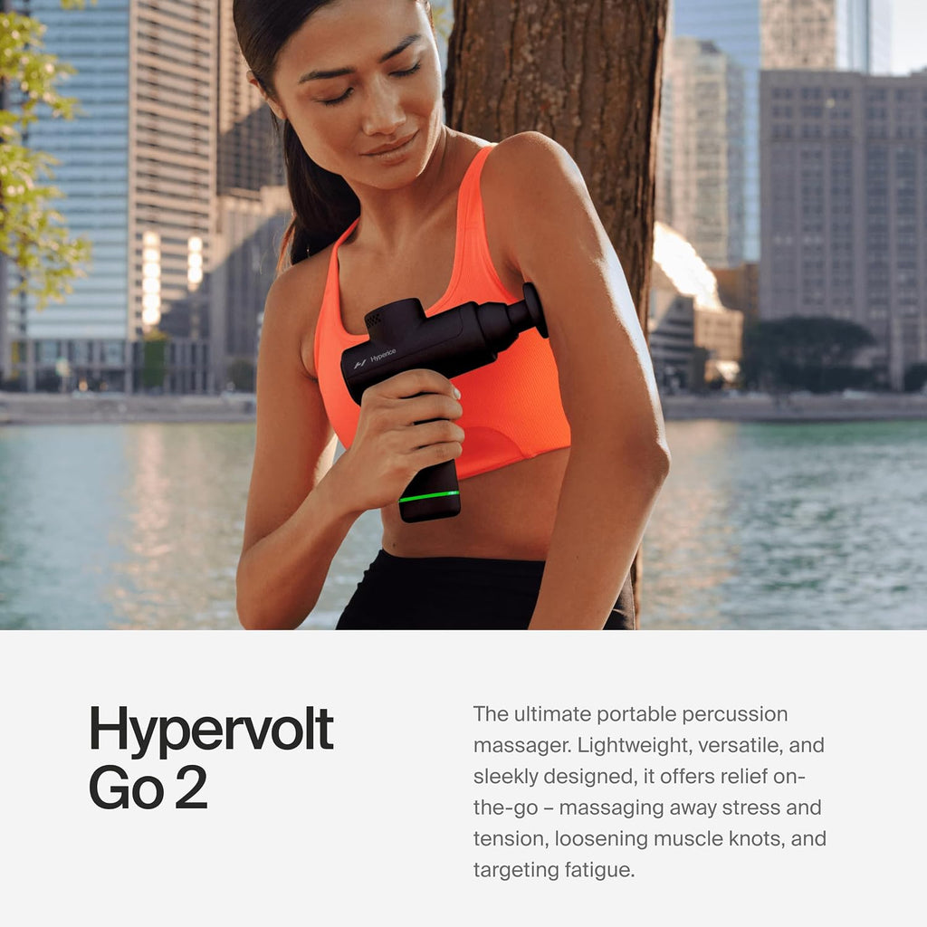 Hyperice Hypervolt Go 2 in gym bag portable recovery tool