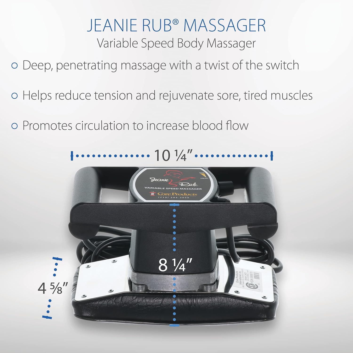 Core Jeanie Rub massager on hamstring deep tissue vibration